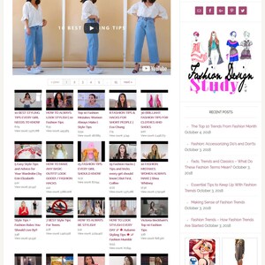 May include: A website titled "Fashion Advice & Tips" with a section called "Fashion Videos" featuring a collection of video thumbnails with titles such as "10 Best Styling Tips Every Girl Needs to Know" and "7 Best Style Tips For Teens".