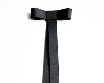 Long black hair bow, Balletcore ribbon bow with extra long tails, Grosgrain bow clip for women, Gift-ready