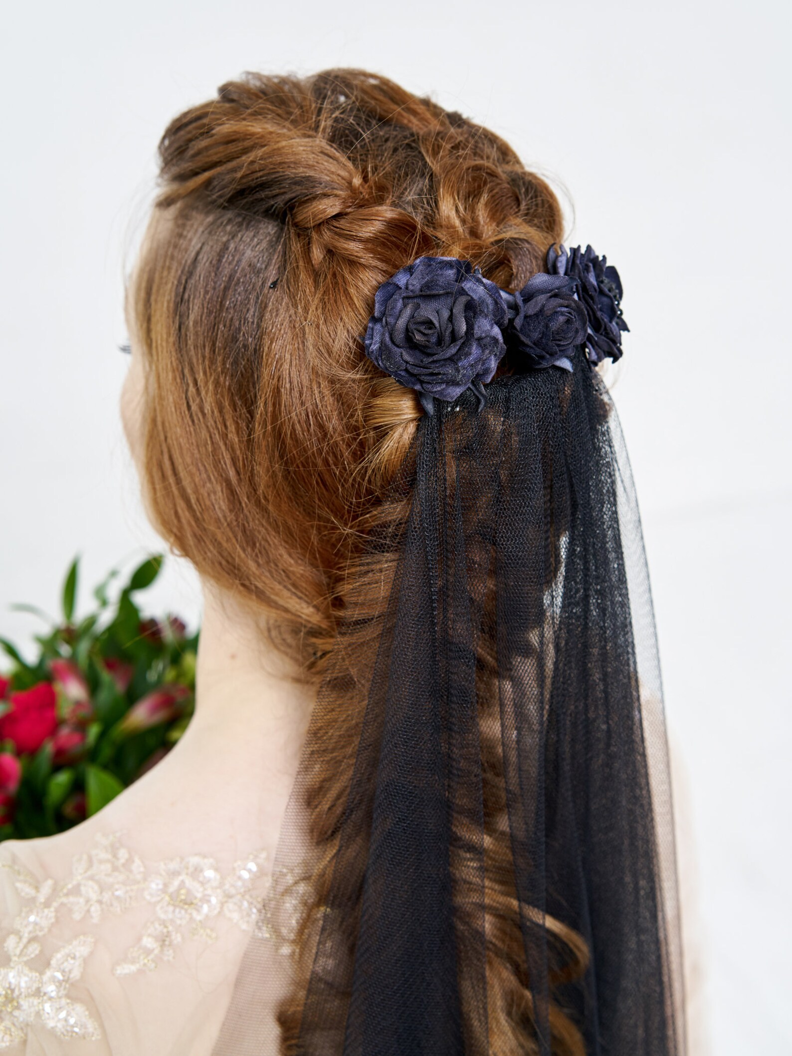 Black Rose Hair Clips Gothic Hair Accessory Black Flower Etsy