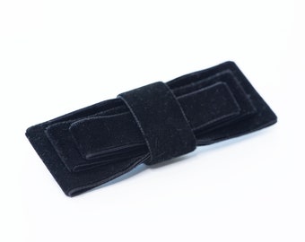 Black Velvet Hair Bow: Ponytail Clip, Barrette, or Pin
