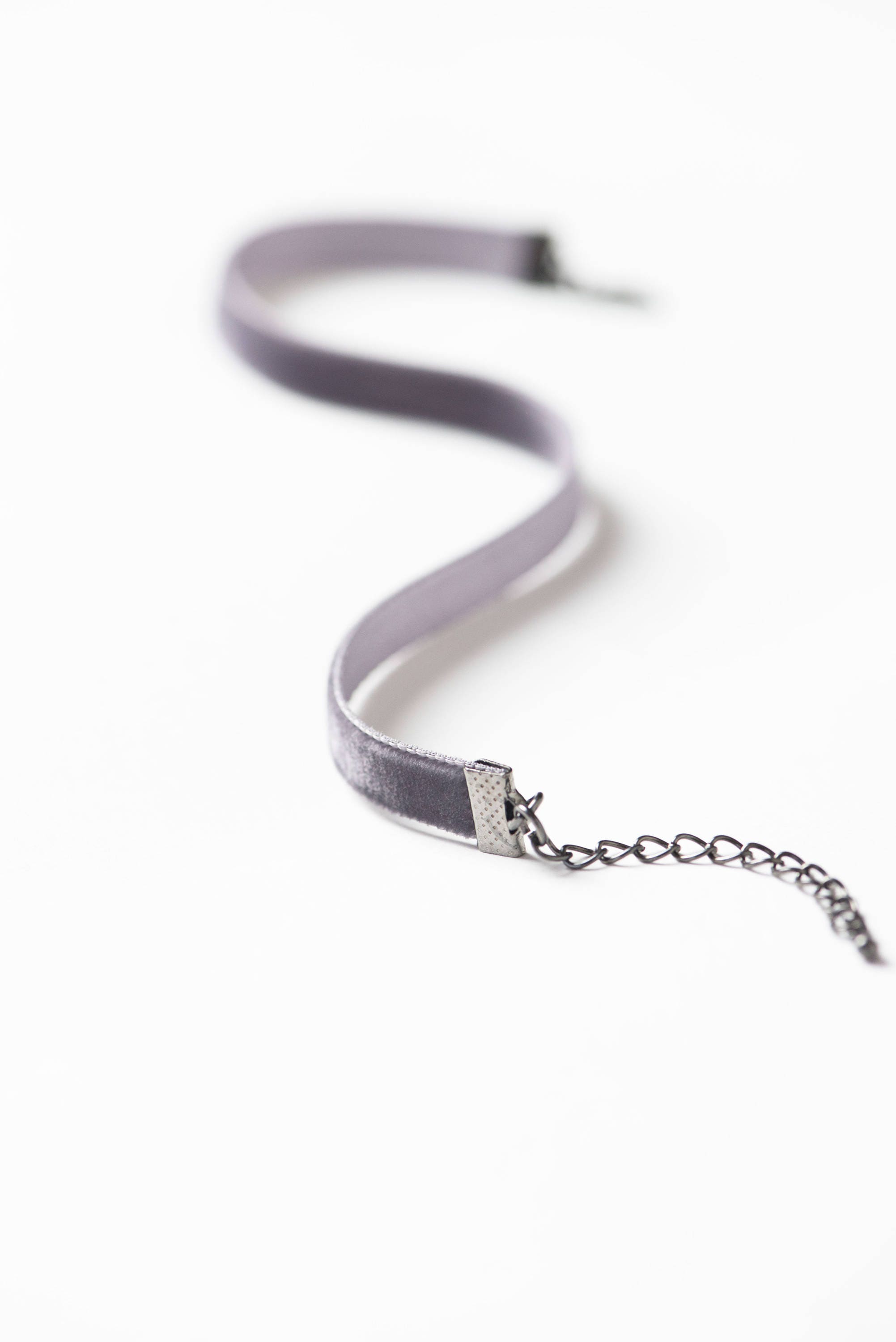 Gray Velvet Choker Festival Jewelry Thin Velvet Choker Necklace