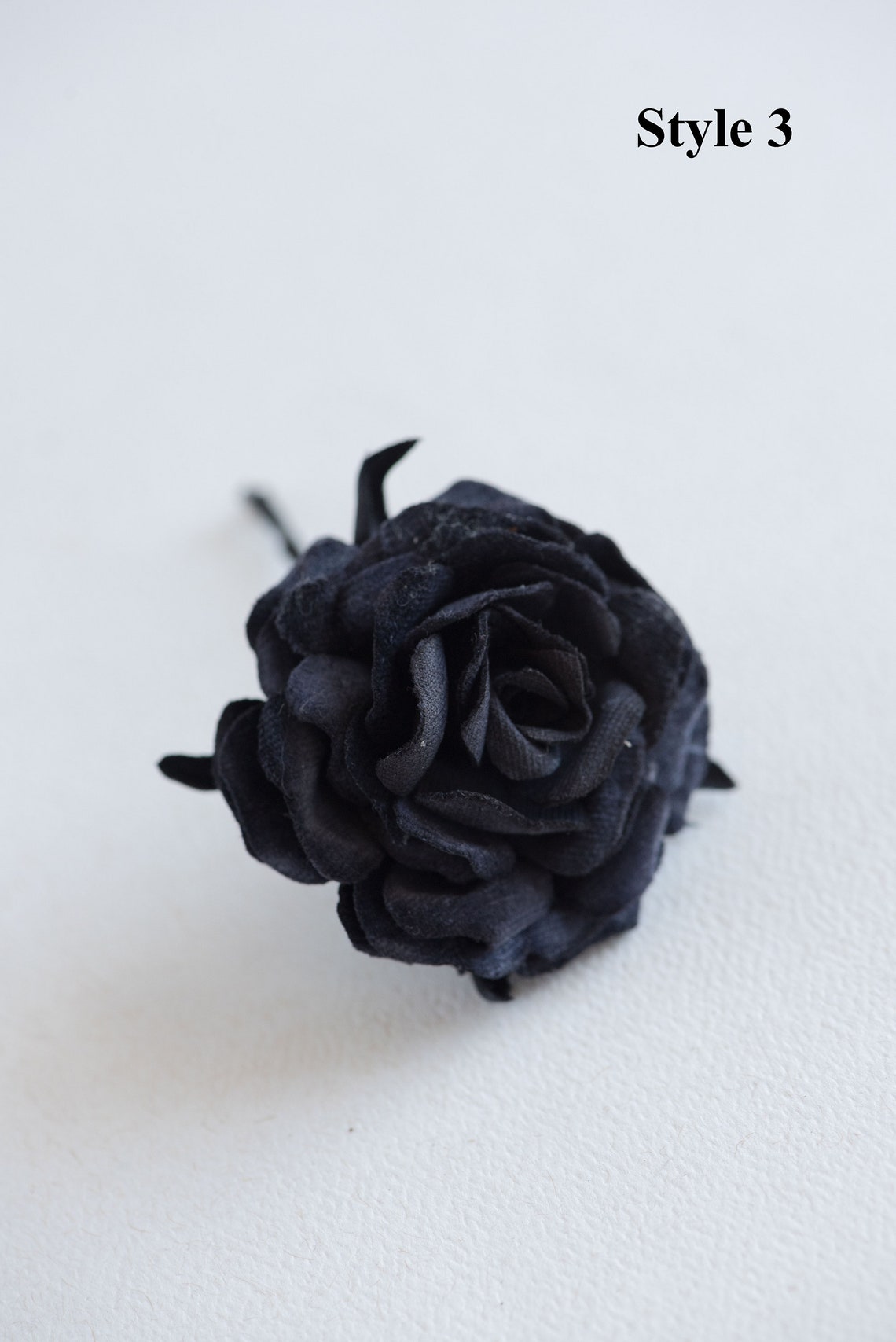 Black Rose Hair Clips Gothic Hair Accessory Black Flower Etsy