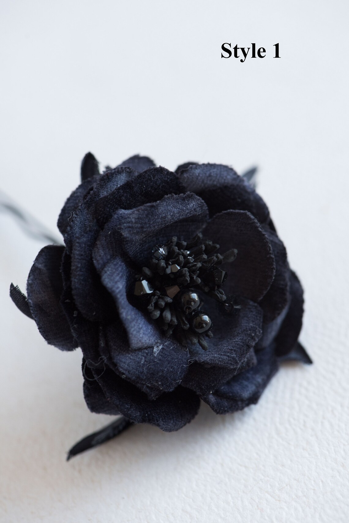 Black Rose Hair Clips Gothic Hair Accessory Black Flower Etsy