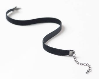 Black velvet choker, Black choker necklace, Thin black choker