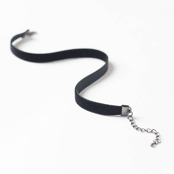 Black velvet choker, Black choker necklace, Thin black choker