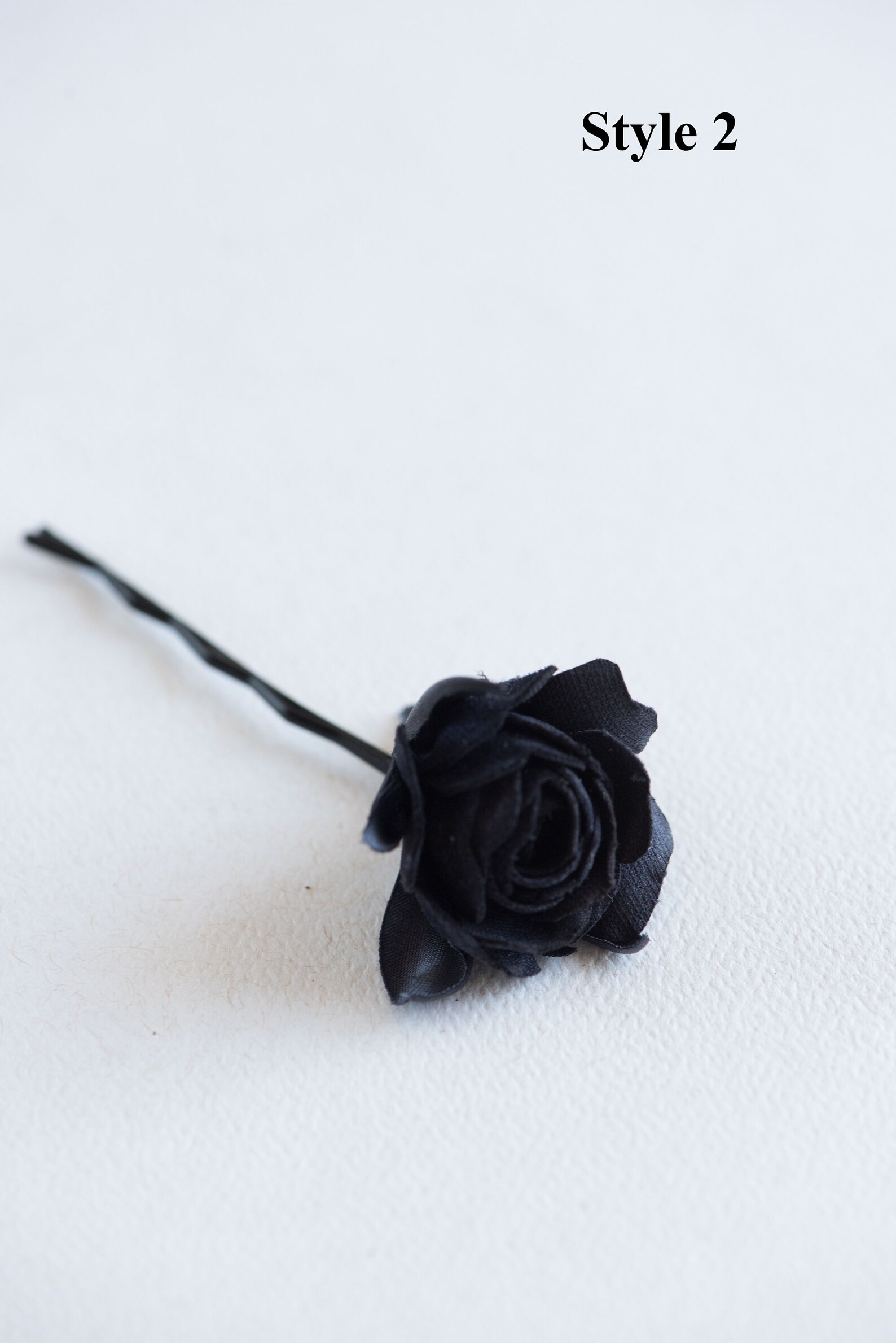 Black Rose Hair Clips Gothic Hair Accessory Black Flower Etsy