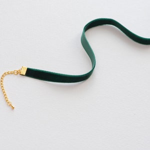 Velvet choker emerald green, Thin velvet choker necklace, Gift for teens