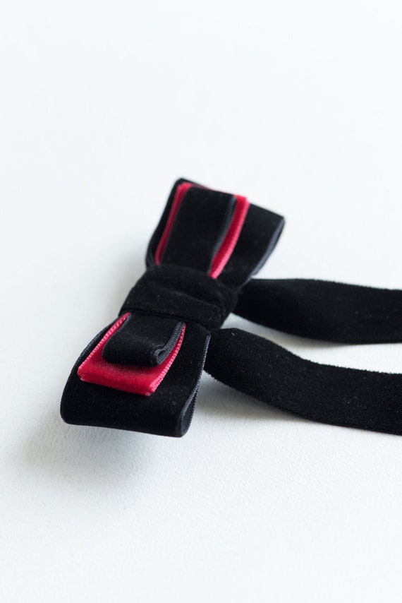 Long Velvet Bow Velvet Hair Tie Black And Red Velvet Hair Etsy