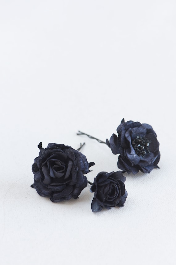 black rose hair piece