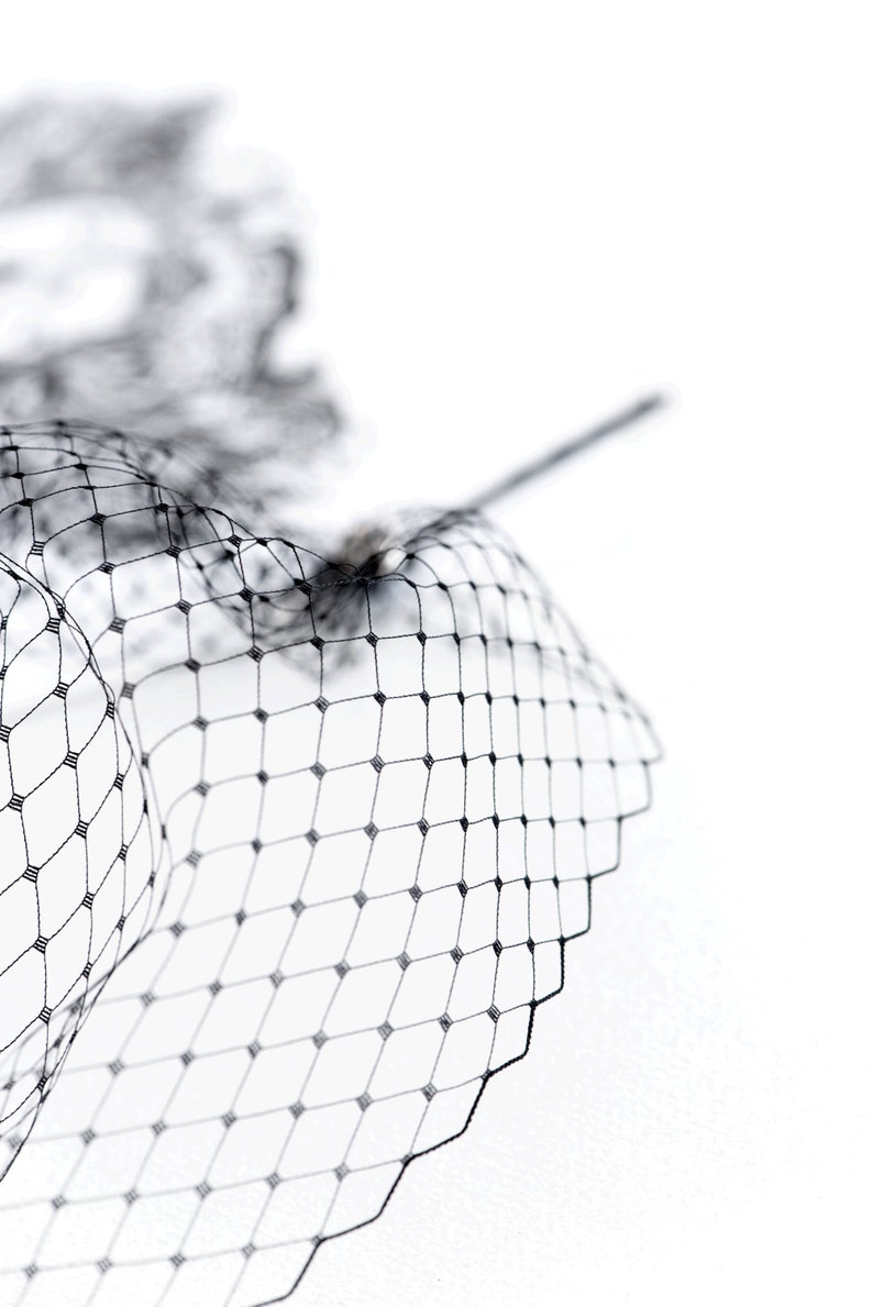 Day of the Dead veil Black birdcage veil Halloween costume hair accessory Veil with skulls Bandeau veil Birdcage veil