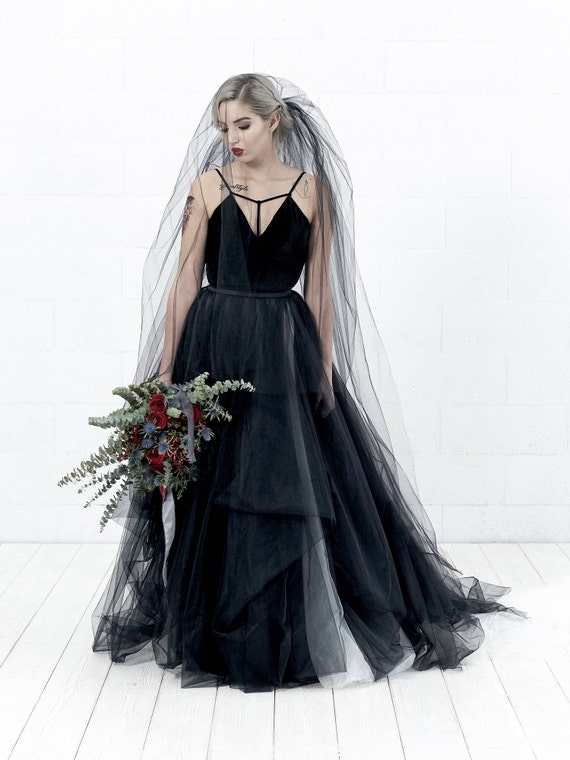 Black Blusher Veil, Two Tier Bridal Veil, Double Layer Veil  display picture 3