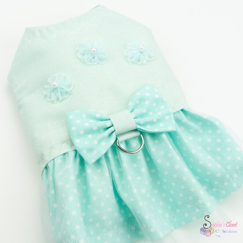 Party Clothes For Pets Pet Attire Pet Harnesses Dog Dress Custom Harness For Pets Puppy Supplies Cat Dress Teal Wedding Dog Harness