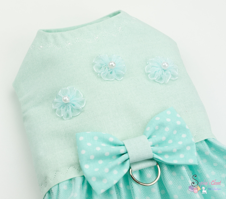 Party Clothes For Pets Pet Attire Pet Harnesses Dog Dress Custom Harness For Pets Puppy Supplies Cat Dress Teal Wedding Dog Harness