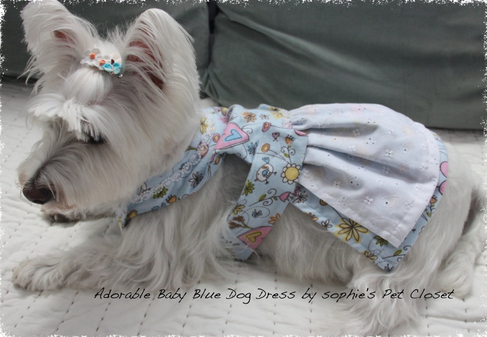 Adorable Baby Blue Dog Dress S M L Light Blue Dress Pet Etsy