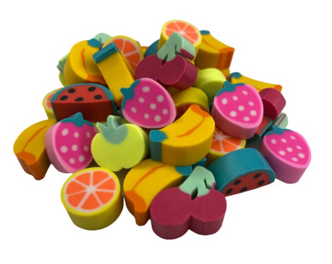 Pack of 30 Mini Fruit Erasers for Kids Miniature Food Etsy