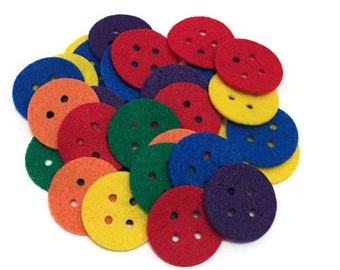 Felt Buttons, 1.5 inch, Colorful Buttons for Sewing and Scrapbooking Projects, Kids Crafts Activities, Preschool Math Manipulatives