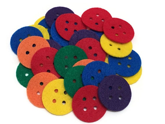 Felt Buttons, 1.5 Inch, Colorful Buttons for Sewing and Scrapbooking  Projects, Kids Crafts Activities, Preschool Math Manipulatives 