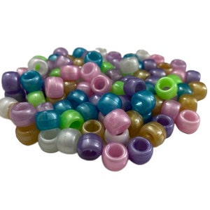 Satin Matte Black Pearl Plastic Craft Pony Beads 6x9mm Bulk Pack