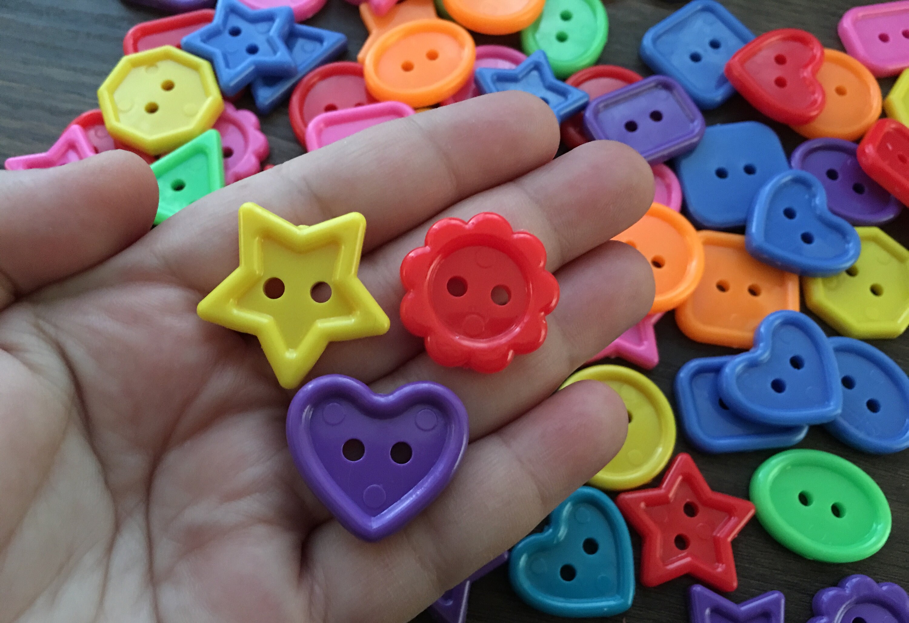 Pack of 32 Colorful Buttons for Sorting and Counting Shaped Etsy