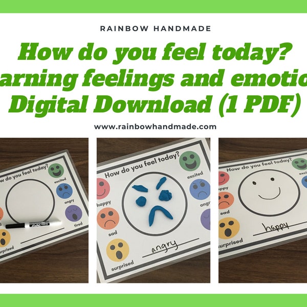 How do you feel today? Emotions Feelings Activity, Preschool Printable, PlayDough Mat, Autism Behaviour, Speech Therapy, Homeschool Material
