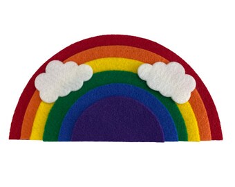 Felt Rainbow with Clouds, Felt Board Rainbow Activity, Preschool Fine Motor Sensory Play, Rainbow Felt Toy, Rainbow Craft Kit for Kids