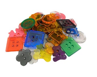 Mixed Translucent Buttons, Assortment of Multicolor Transparent Shaped Buttons for Classroom Activities, Light Table, Art & Craft Projects