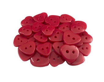 Pack of 36 Red Heart Buttons, 2 Holes Heart Shaped Buttons for Sewing, Card Making, Scrapbooking, Valentine Buttons for Crafts