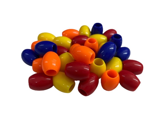 Large Hole Oval Beads for Kids, Plastic Lacing Beads, Colorful Craft Beads  for Threading, Fine Motor Beads for Homeschool, Jewelry Making 