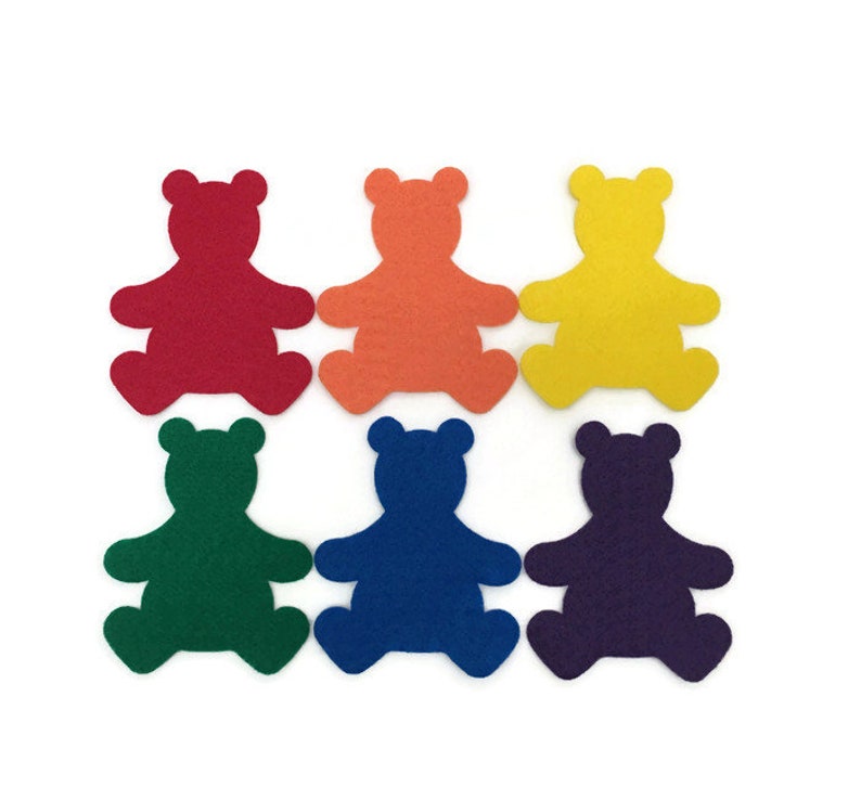 Pre Cut Felt Teddy Bear Shapes 6 Large Pieces Rainbow Etsy