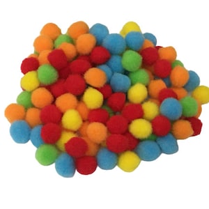 Pack of 30 Mini Pom Poms, 1 cm, Colorful Pompoms for DIY Projects, Kids Crafts Activities, Decorations, Preschool Sensory Bins, Scrapbooking image 1