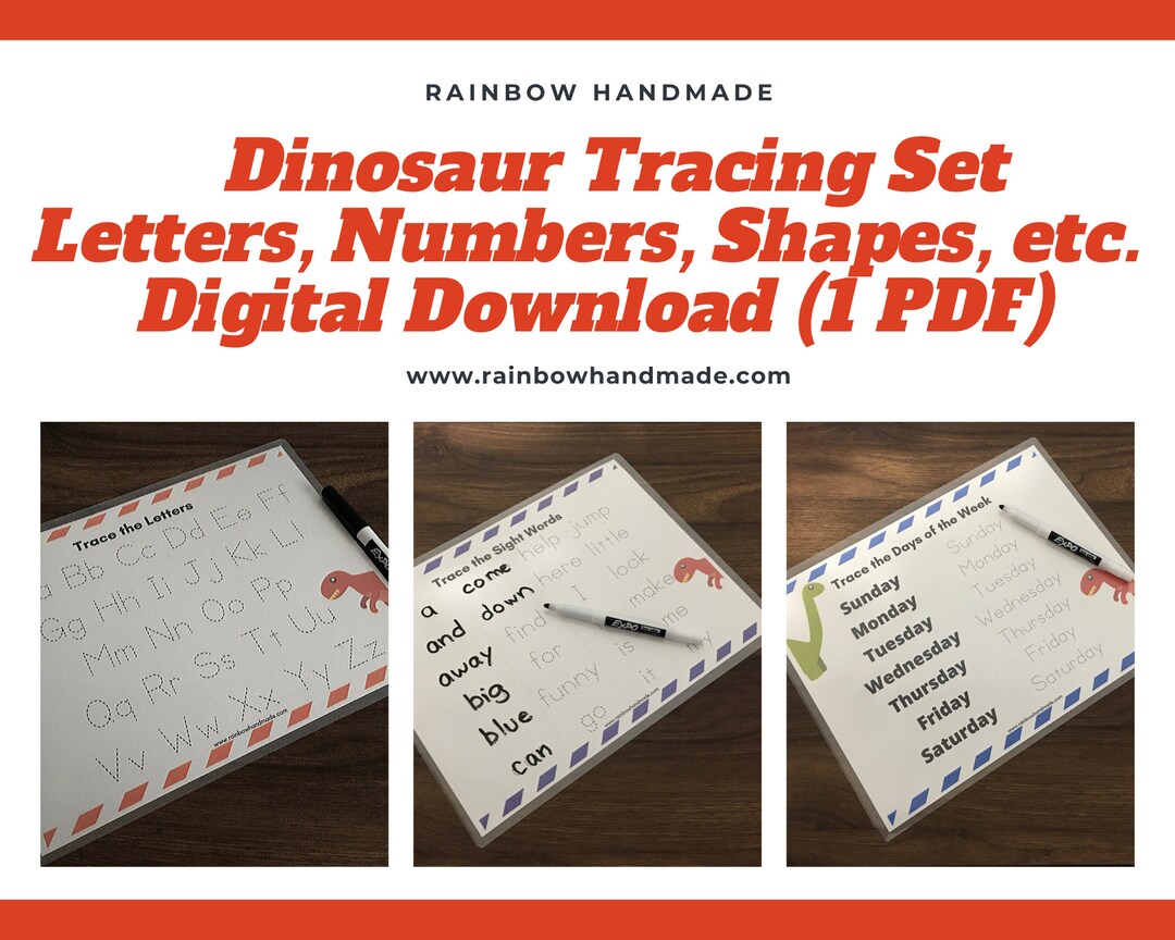 Dinosaur Tracing Worksheets Set PDF Preschool Printables - Etsy
