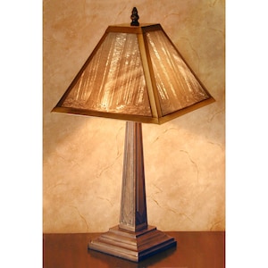 Forest Lithophane Lamp, Mission/Craftsman Style Porcelain Table Lamp, &quot;Deep Woods&quot;