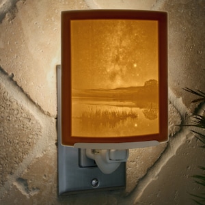 Milky Way Night Light - Porcelain Lithophane astronomy, sky, galaxy, star, night sky themed wall plug in accent lamp