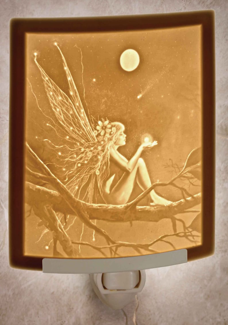The Porcelain Garden Inc Catch A Falling Star Lithophane Night Light - Thumbnail 4
