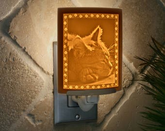Kitten Dreams Porcelain Lithophane Night Light