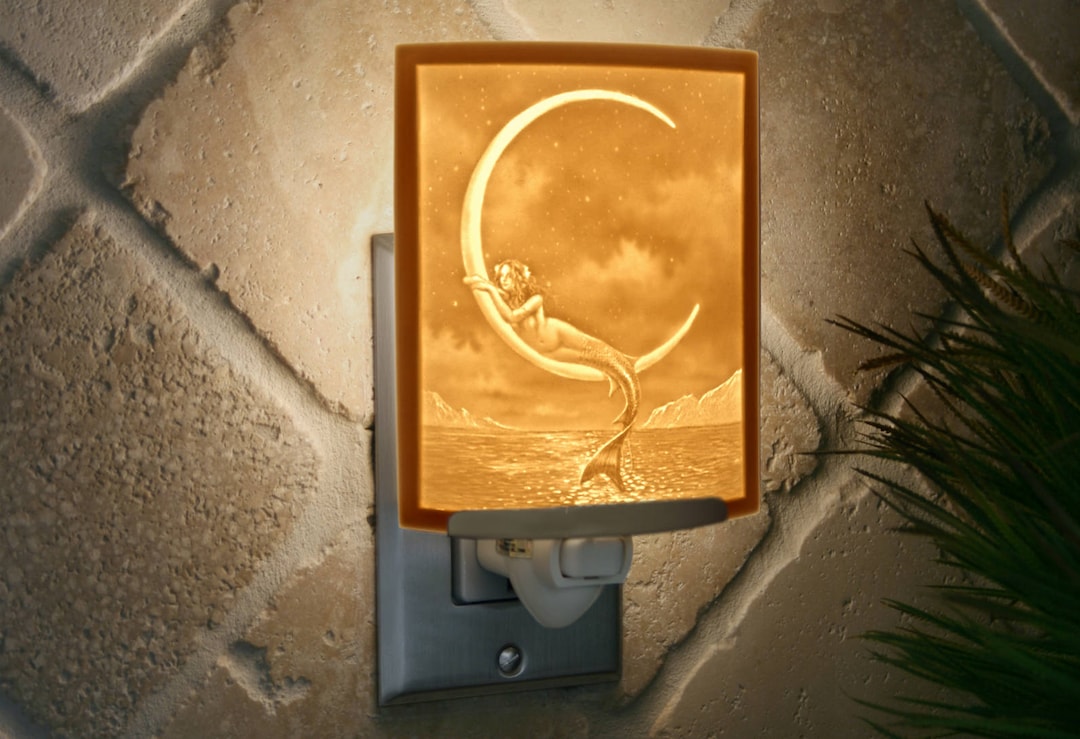 Mermaid Night Light Porcelain Lithophane mermaid and the Moon Fantasy