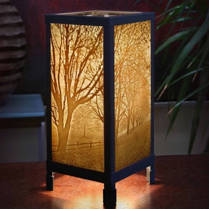 Lithophane Lamp - &quot;Misty Meadows&quot; Porcelain Luminaire tree, nature, forest themed Accent Lamp