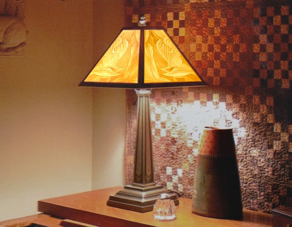 Lithophane Lamp Mission craftsman Style Porcelain Table Lamp