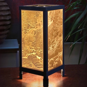 Waterfall Lithophane Lamp -   Porcelain Luminaire Nature, woods, forest, river themed tabletop Accent Lamp