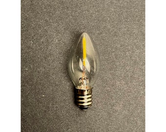 LED filament night light bulb, warm white color, 15,000 hour, 0.7watts, C-7 candelabra base replacement bulb