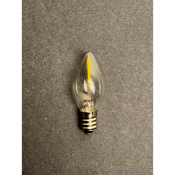 LED filament night light bulb, warm white color, 15,000 hour, 0.7watts, C-7 candelabra base replacement bulb