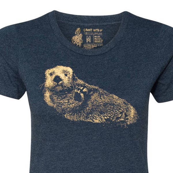 Women's Sea Otter T Shirt, Ethical Clothing, Soft Beach Tee, Birthday Gift Tshirt, Ocean T-Shirt