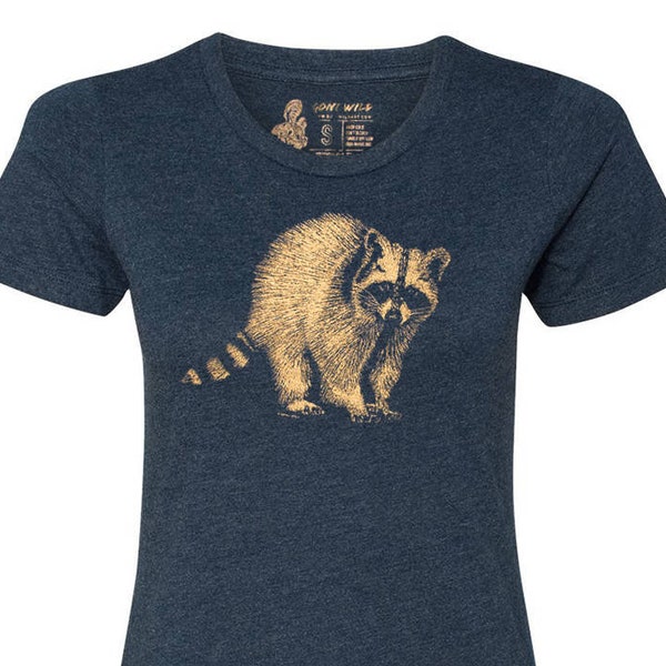 Women's Raccoon T Shirt, Charity Donation, Cool Wildlife Tee, Animal Birthday Gift T-Shirt, Soft