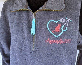 vet tech zip up hoodies