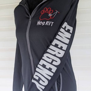 Vet Tech Moisture Wicking Jacket, Vet Assistant Full Zip, RVT Jacket, Dog Groomer Shirt, Veterinarian Receptionist, Personalized Vet Jacket