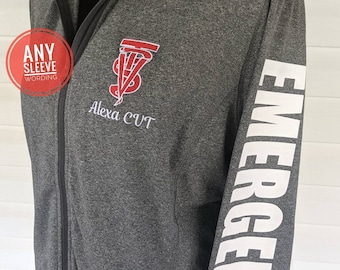 Vet Assistant Jacket, Full Zip Vet Tech Jacket, Veterinarian Gift, Vet Med Apparel, Veterinary Receptionist, RVT Jacket, Personalized Vet
