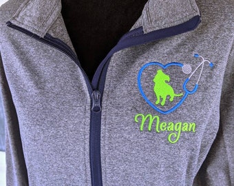 Vet Tech Jacket, Moisture Wicking Vet Jacket, RVT Gift, Vet Assistant Full Zip, Dog Grooming, Veterinarian Receptionist, Vet Groomer Shirt