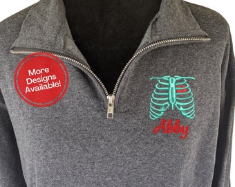 Rad Tech Pullover Sweatshirt, Chest X-Ray 1/4 Zip, Radiology Shirt, X-Ray Tech Jacket, CT Tech Pullover, Cardiology Shirt, Nursing Student