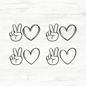 Peace and Love SVG Instant Digital Download svg, png, dxf, eps Peace Hand, Peace Sign png, Signal svg, Heart svg png, Peace svg Cutfile