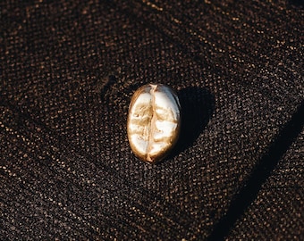 Hinitan Plantation Barako Liberica Bean Sterling Silver Badge Pin